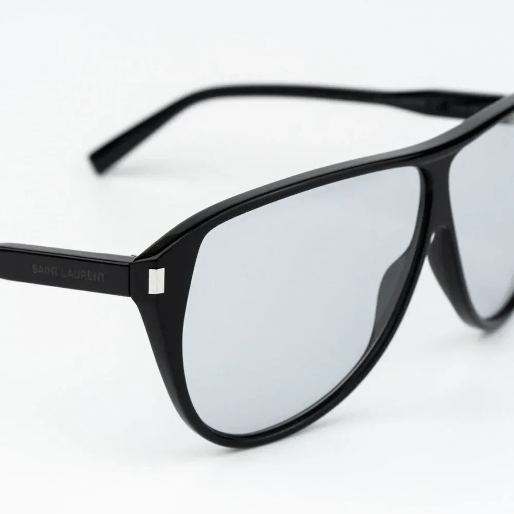 NEW Saint Laurent SL731 GASPAR  001 Black Light Blue Aviator Unisex Sunglasses